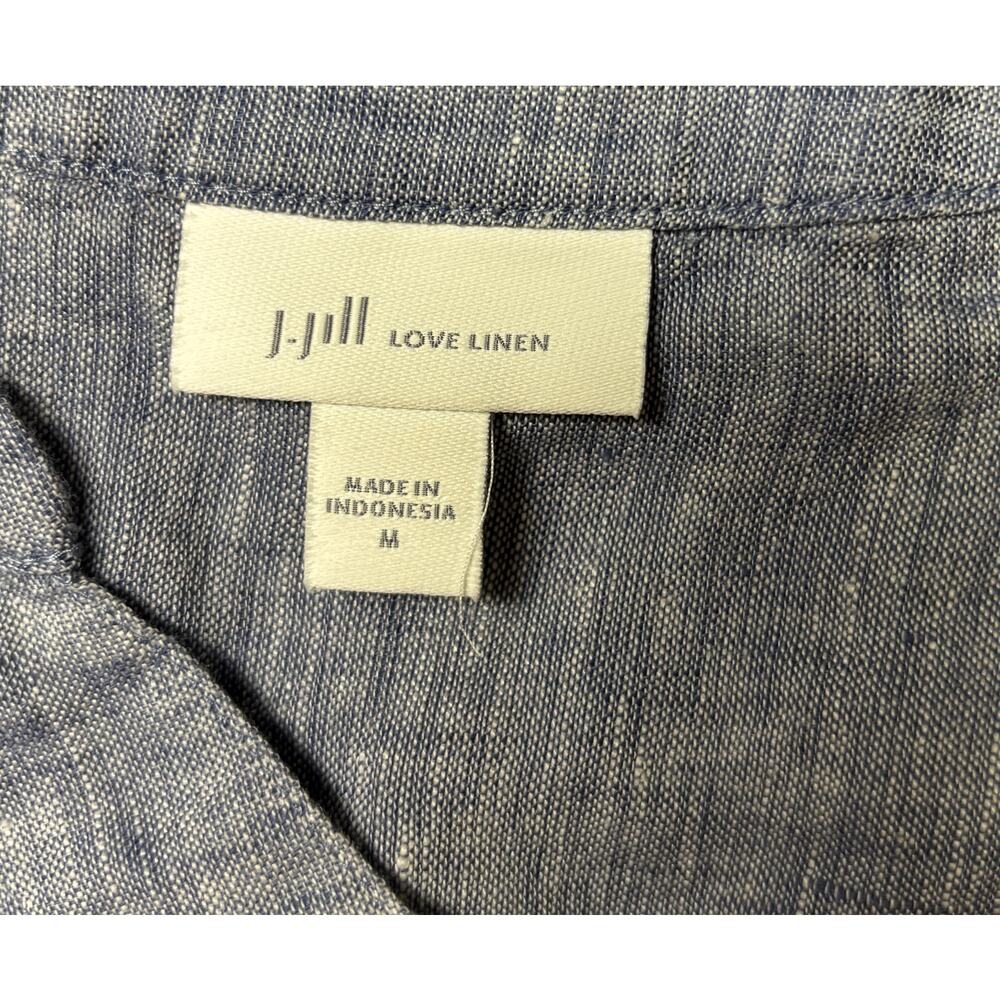 J.Jill Love Linen Shirt Dress Womens Medium Blue 100% Linen Button Front Midi - Picture 8 of 10